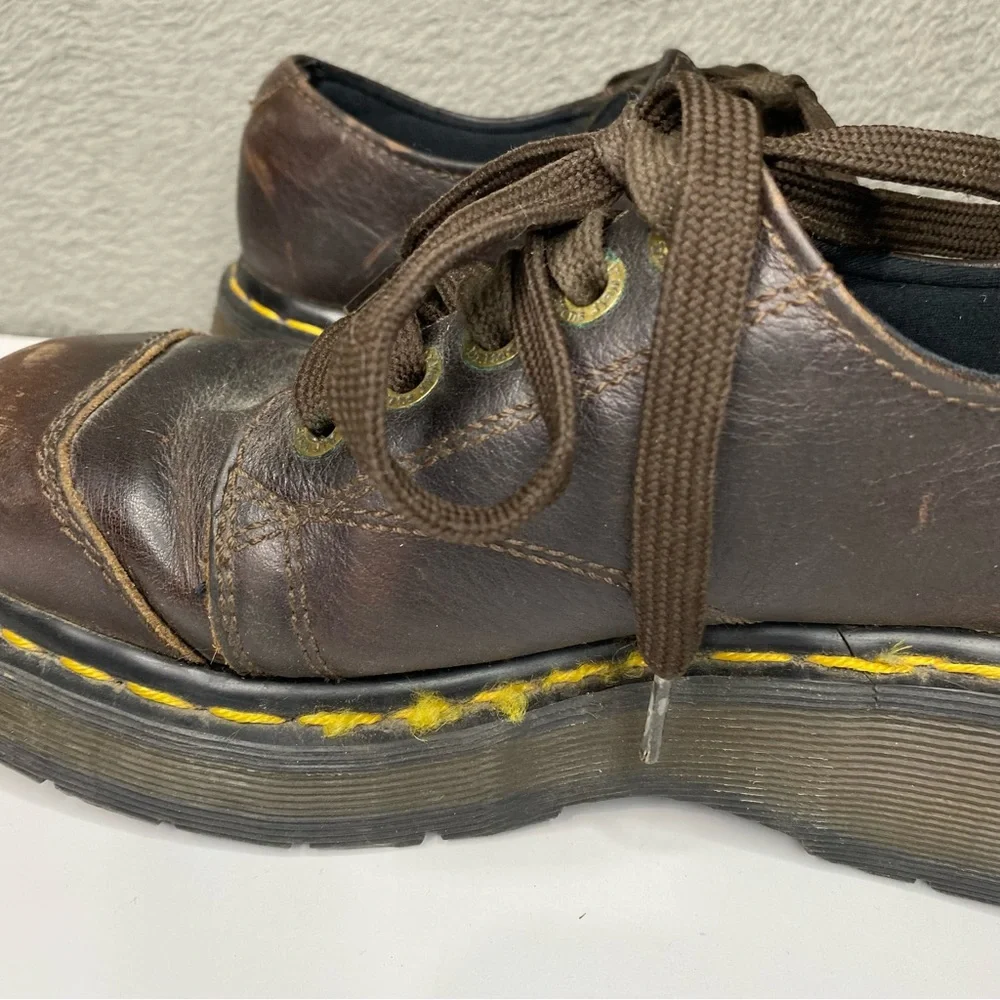 VTG Dr. Martens 8651 AirWair Brown Chunky Platform Lace-up Oxford Loafers Size 5
